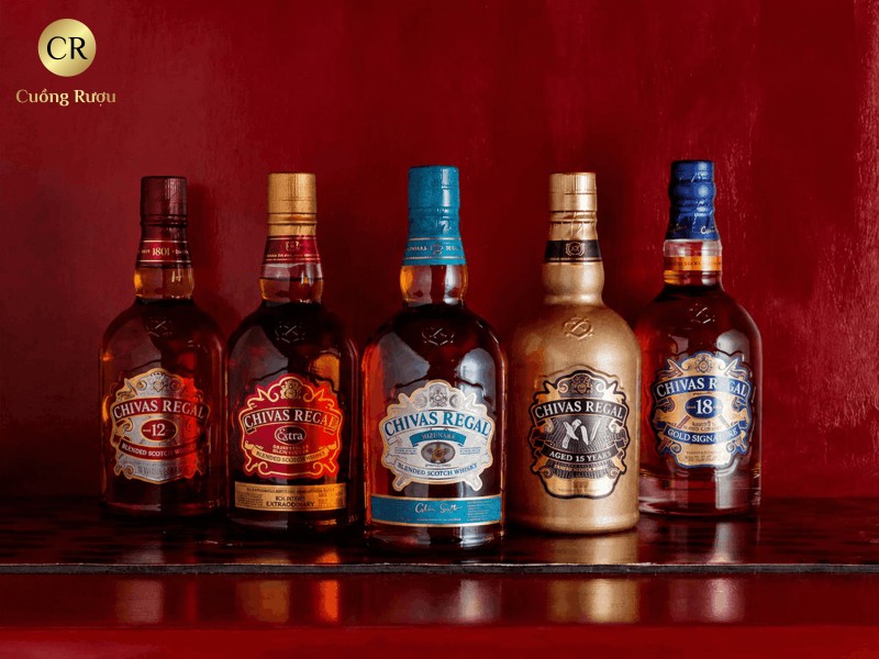 Đặc điểm nổi bật của rượu Chivas với hình ảnh chai rượu và các nốt hương vị