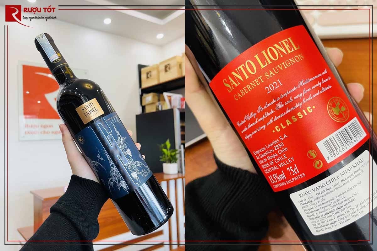 Rượu vang Chile Santo Lionel Cabernet Sauvignon 13,5% màu đỏ sẫm
