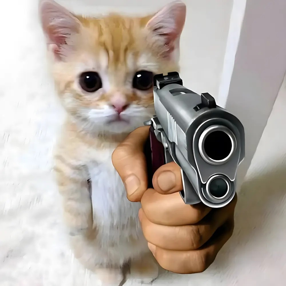 Mèo với biểu cảm ngạc nhiên hài hước, thường dùng trong meme