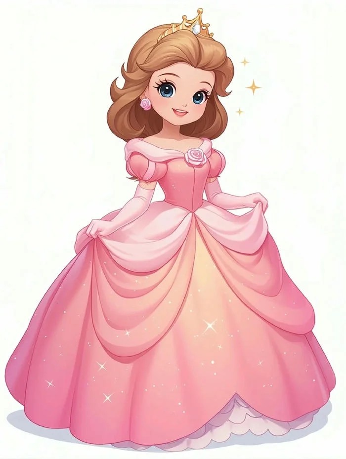 Hình ảnh công chúa chibi với váy màu hồng dễ thương