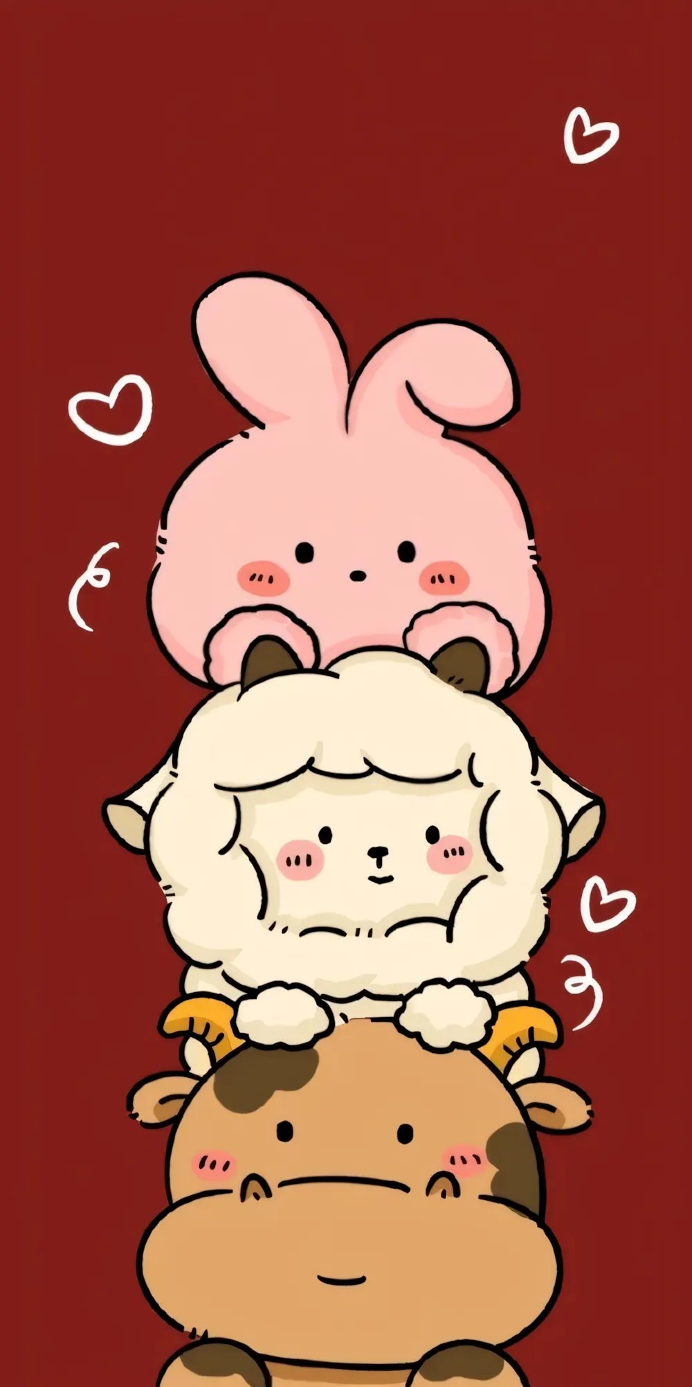 Hình nền đỏ cute cho điện thoại với họa tiết hình trái tim